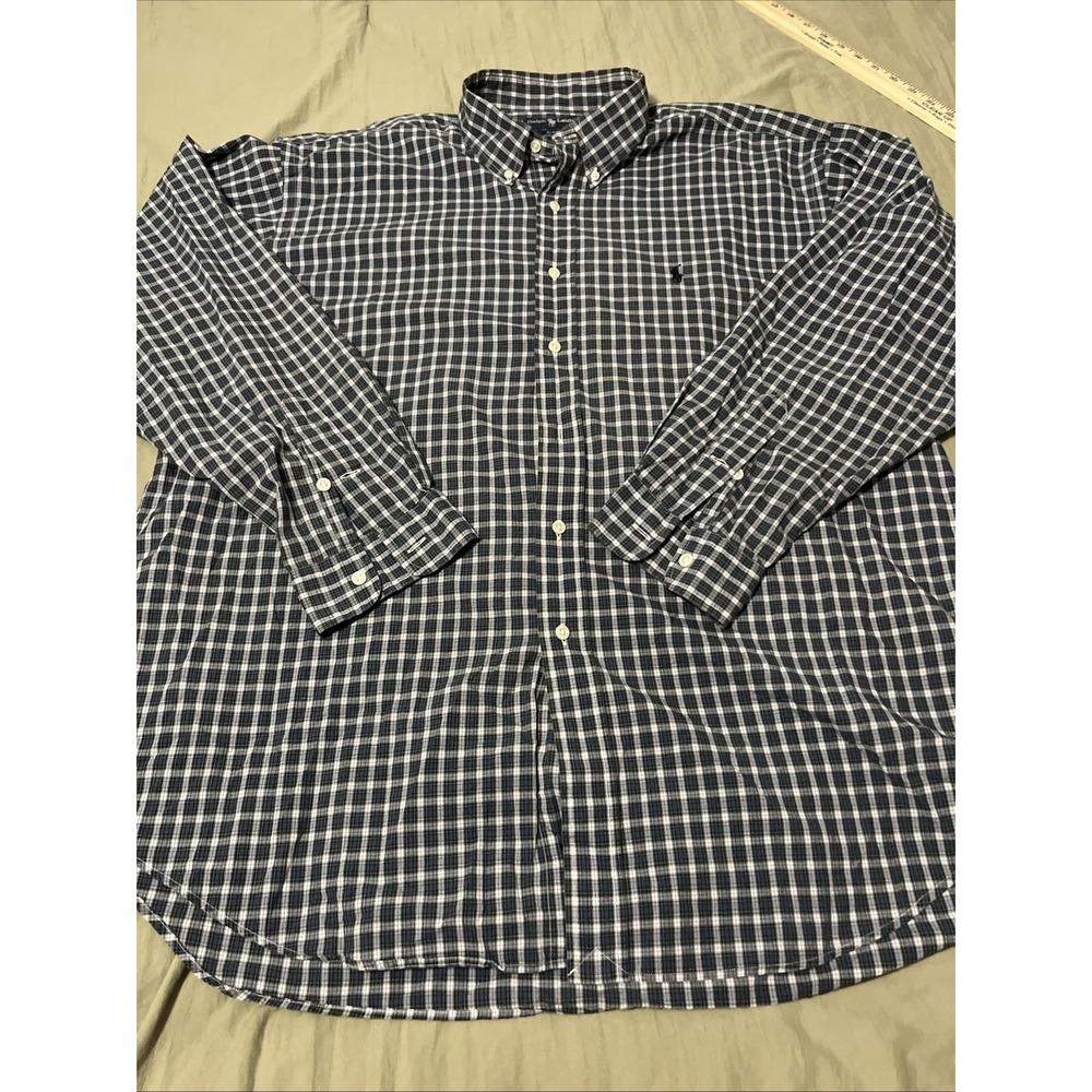 Polo Ralph Lauren Men's Shirt Blue Plaid XL Long Sleeve Button Front Classic Fit